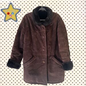 American Vintage Dark Brown Teddy Jacket with Black Accents